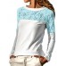 S-5XL Women Lace Patchwork Hollow Out Crew Neck Long Sleeve Blouse S-5XL Women Lace Patchwork Hollow Out Crew Neck Long Sleeve Blouse