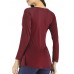 Casual Women Long Sleeve V Neck Pleated Solid Color T-shirts Casual Women Long Sleeve V Neck Pleated Solid Color T-shirts