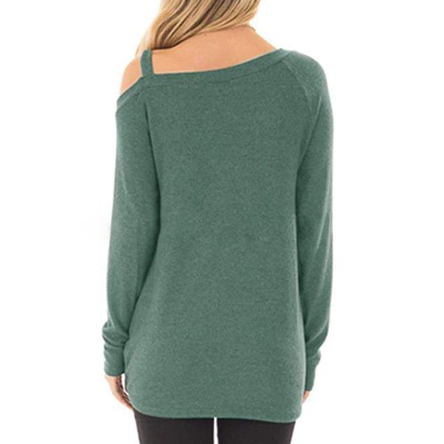 Women Casual Solid Color Kink One Shoulder Long Sleeve T-shirts Women Casual Solid Color Kink One Shoulder Long Sleeve T-shirts