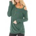 Women Casual Solid Color Kink One Shoulder Long Sleeve T-shirts Women Casual Solid Color Kink One Shoulder Long Sleeve T-shirts
