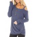 Women Casual Solid Color Kink One Shoulder Long Sleeve T-shirts Women Casual Solid Color Kink One Shoulder Long Sleeve T-shirts