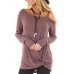 Women Casual Solid Color Kink One Shoulder Long Sleeve T-shirts Women Casual Solid Color Kink One Shoulder Long Sleeve T-shirts
