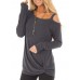 Women Casual Solid Color Kink One Shoulder Long Sleeve T-shirts Women Casual Solid Color Kink One Shoulder Long Sleeve T-shirts