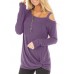 Women Casual Solid Color Kink One Shoulder Long Sleeve T-shirts Women Casual Solid Color Kink One Shoulder Long Sleeve T-shirts