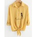 Women Casual Turn Down Collar Cat Print Hem Lace Long Sleeve Shirts Women Casual Turn Down Collar Cat Print Hem Lace Long Sleeve Shirts