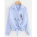 Women Casual Turn Down Collar Cat Print Hem Lace Long Sleeve Shirts Women Casual Turn Down Collar Cat Print Hem Lace Long Sleeve Shirts