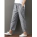 Women Casual Cotton Linen Elastic Waist Loose Striped Pants Women Casual Cotton Linen Elastic Waist Loose Striped Pants