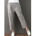 Women Casual Cotton Linen Elastic Waist Loose Striped Pants Women Casual Cotton Linen Elastic Waist Loose Striped Pants