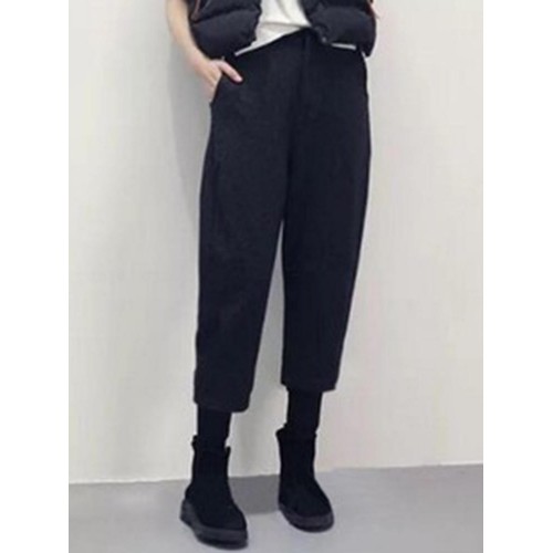 Women Casual Solid Color Winter Straight High Waist Trousers Pants Women Casual Solid Color Winter Straight High Waist Trousers Pants