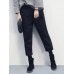 Women Casual Solid Color Winter Straight High Waist Trousers Pants Women Casual Solid Color Winter Straight High Waist Trousers Pants