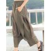 Wide Leg Women Cotton Linen Solid Color Elastic Waist Irregular Pants Wide Leg Women Cotton Linen Solid Color Elastic Waist Irregular Pants