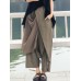 Wide Leg Women Cotton Linen Solid Color Elastic Waist Irregular Pants Wide Leg Women Cotton Linen Solid Color Elastic Waist Irregular Pants