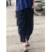 Wide Leg Women Cotton Linen Solid Color Elastic Waist Irregular Pants Wide Leg Women Cotton Linen Solid Color Elastic Waist Irregular Pants