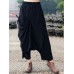 Wide Leg Women Cotton Linen Solid Color Elastic Waist Irregular Pants Wide Leg Women Cotton Linen Solid Color Elastic Waist Irregular Pants