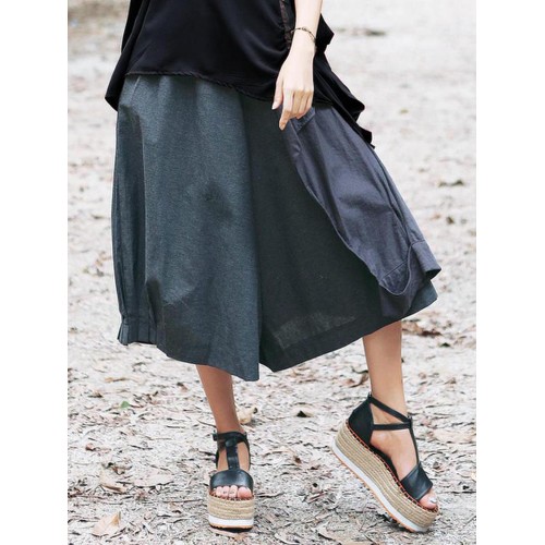 Women Loose Cotton Linen Elastic Waist Asymmetrical Pants Women Loose Cotton Linen Elastic Waist Asymmetrical Pants