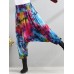 Retro Women Color-block Folk Style Elastic Waist Pants Retro Women Color-block Folk Style Elastic Waist Pants