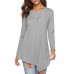 Women Long Sleeve Button Pure Color Irregular T-shirts Women Long Sleeve Button Pure Color Irregular T-shirts