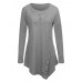 Women Long Sleeve Button Pure Color Irregular T-shirts Women Long Sleeve Button Pure Color Irregular T-shirts