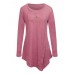 Women Long Sleeve Button Pure Color Irregular T-shirts Women Long Sleeve Button Pure Color Irregular T-shirts