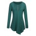 Women Long Sleeve Button Pure Color Irregular T-shirts Women Long Sleeve Button Pure Color Irregular T-shirts