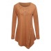 Women Long Sleeve Button Pure Color Irregular T-shirts Women Long Sleeve Button Pure Color Irregular T-shirts