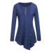 Women Long Sleeve Button Pure Color Irregular T-shirts Women Long Sleeve Button Pure Color Irregular T-shirts