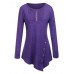 Women Long Sleeve Button Pure Color Irregular T-shirts Women Long Sleeve Button Pure Color Irregular T-shirts