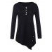 Women Long Sleeve Button Pure Color Irregular T-shirts Women Long Sleeve Button Pure Color Irregular T-shirts