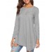 Women Long Sleeve Button Pure Color Irregular T-shirts Women Long Sleeve Button Pure Color Irregular T-shirts