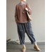 M-5XL Women Loose Pure Color Elastic Waist Corduroy Pants M-5XL Women Loose Pure Color Elastic Waist Corduroy Pants