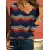 Geometric Print V Neck Long Sleeve Casual Women T-shirts Geometric Print V Neck Long Sleeve Casual Women T-shirts
