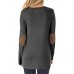 Women Long Sleeve Round Neck Button Side Loose Casual T-shirts Women Long Sleeve Round Neck Button Side Loose Casual T-shirts
