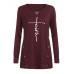 Women Long Sleeve Round Neck Button Side Loose Casual T-shirts Women Long Sleeve Round Neck Button Side Loose Casual T-shirts
