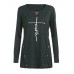 Women Long Sleeve Round Neck Button Side Loose Casual T-shirts Women Long Sleeve Round Neck Button Side Loose Casual T-shirts
