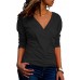 Casual Women V-neck Long Sleeve Pleated T-shirts Casual Women V-neck Long Sleeve Pleated T-shirts