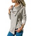Women Casual Turn-Down Collar Leather Buckle Irregular Hem T-shirts Women Casual Turn-Down Collar Leather Buckle Irregular Hem T-shirts