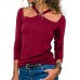 Women Halter Long Sleeve Solid Color Casual T-shirts Women Halter Long Sleeve Solid Color Casual T-shirts
