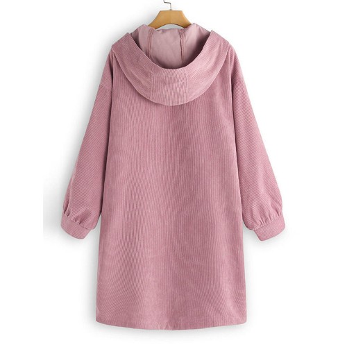 Women Casual Long Sleeve Hooded Trench Corduroy Long Coats Women Casual Long Sleeve Hooded Trench Corduroy Long Coats