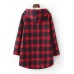 Women Casual Button Hooded Plaid Coats with Pocket Women Casual Button Hooded Plaid Coats with Pocket