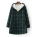 Women Casual Button Hooded Plaid Coats with Pocket Women Casual Button Hooded Plaid Coats with Pocket