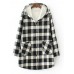 Women Casual Button Hooded Plaid Coats with Pocket Women Casual Button Hooded Plaid Coats with Pocket