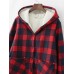 Women Casual Button Hooded Plaid Coats with Pocket Women Casual Button Hooded Plaid Coats with Pocket