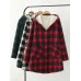 Women Casual Button Hooded Plaid Coats with Pocket Women Casual Button Hooded Plaid Coats with Pocket