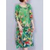 Women Elegant Art Print 3/4 Sleeve Loose Dress Women Elegant Art Print 3/4 Sleeve Loose Dress