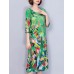 Women Elegant Art Print 3/4 Sleeve Loose Dress Women Elegant Art Print 3/4 Sleeve Loose Dress