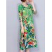 Women Elegant Art Print 3/4 Sleeve Loose Dress Women Elegant Art Print 3/4 Sleeve Loose Dress