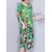 Women Elegant Art Print 3/4 Sleeve Loose Dress Women Elegant Art Print 3/4 Sleeve Loose Dress