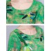 Women Elegant Art Print 3/4 Sleeve Loose Dress Women Elegant Art Print 3/4 Sleeve Loose Dress