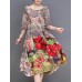 Women Elegant Floral Print Crew Neck Loose Dress Women Elegant Floral Print Crew Neck Loose Dress