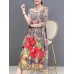 Women Elegant Floral Print Crew Neck Loose Dress Women Elegant Floral Print Crew Neck Loose Dress